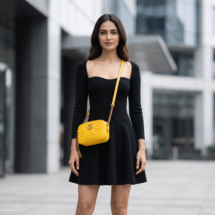 Gucci GG Marmont Matelassé shoulder bag in yellow-Hover-Image