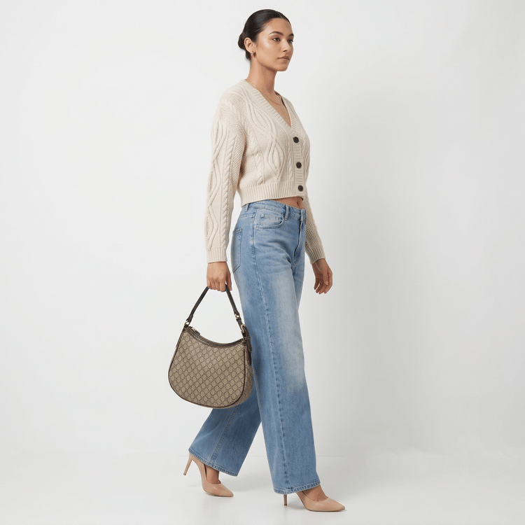 Gucci Beige/Ebony GG Coated Canvas Shoulder Bag-Hover-Image