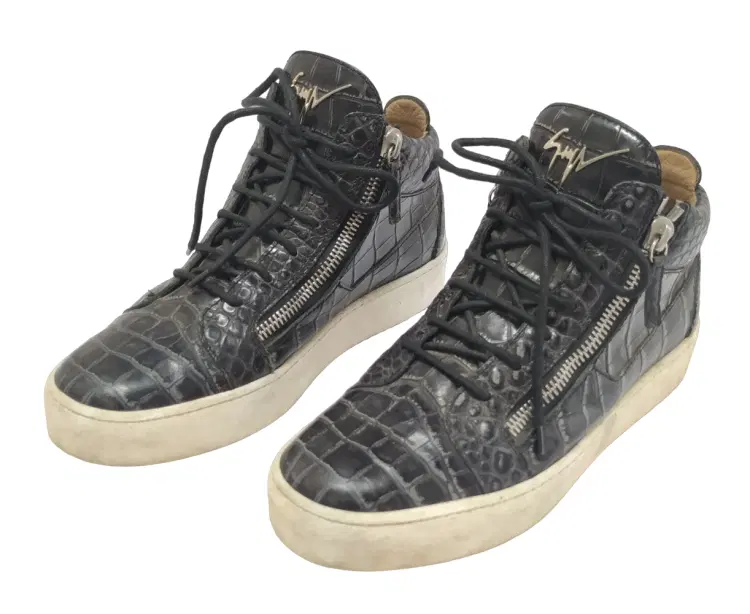 Size 43 - Giuseppe Zanotti Croc-Effect Leather High-Top Sneakers-Hover-Image