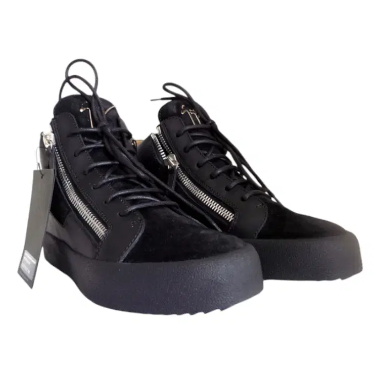 Giuseppe Zanotti Velvet Mix Mid-Top Sneakers-Hover-Image