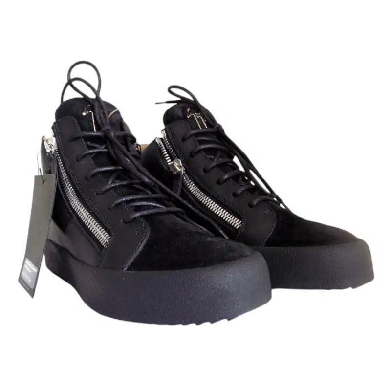 Giuseppe Zanotti Velvet Mix Mid-Top Sneakers