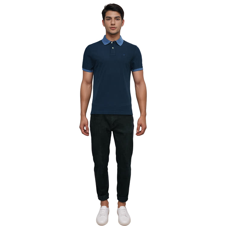 Hackett London Slim Fit Navy Polo (HM561651 595) Shirt-Hover-Image