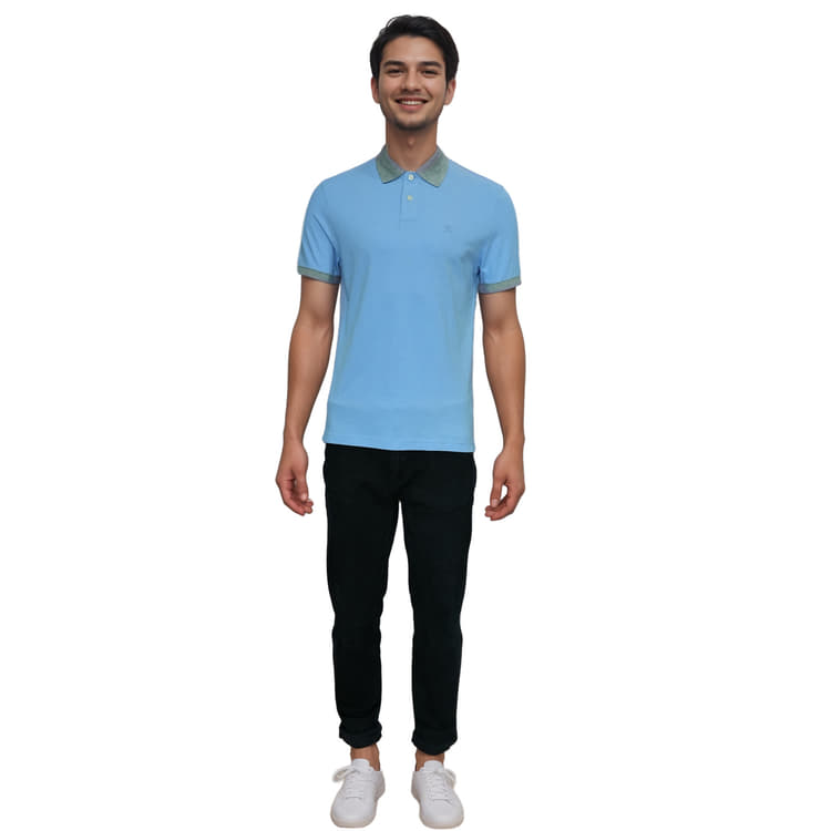 Hackett London Slim Fit Light Blue Polo Shirt (HM561651 513)-Hover-Image