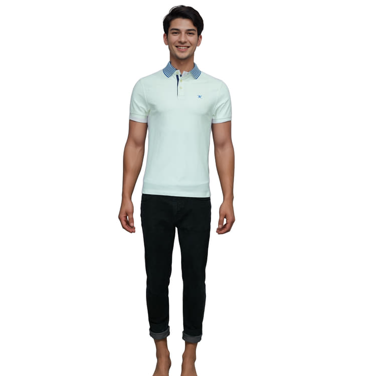 Hackett London Stripe Collar Off White Polo Shirt (HM561233 803)-Hover-Image
