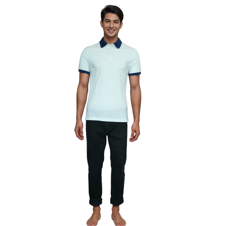 Hackett Mayfair Dot Print White Polo Shirt (HM561552 800)-Hover-Image
