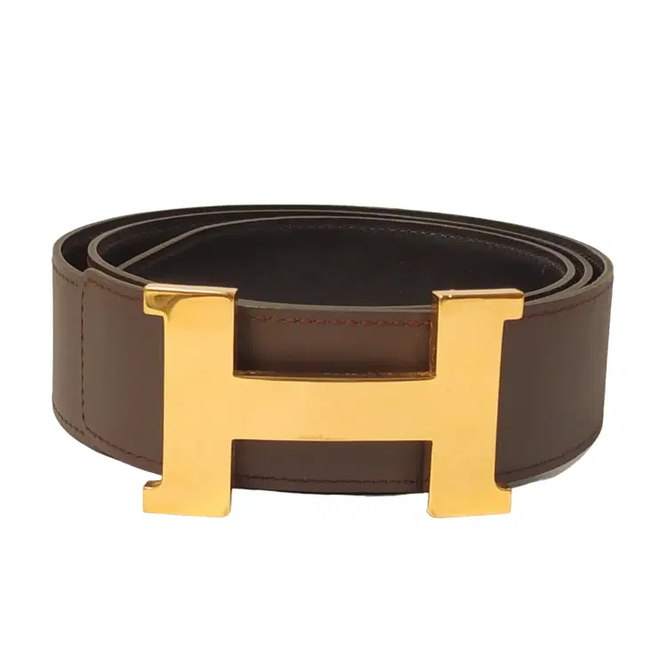Hermes H Gold Buckle Reversible Leather Belt-Hover-Image