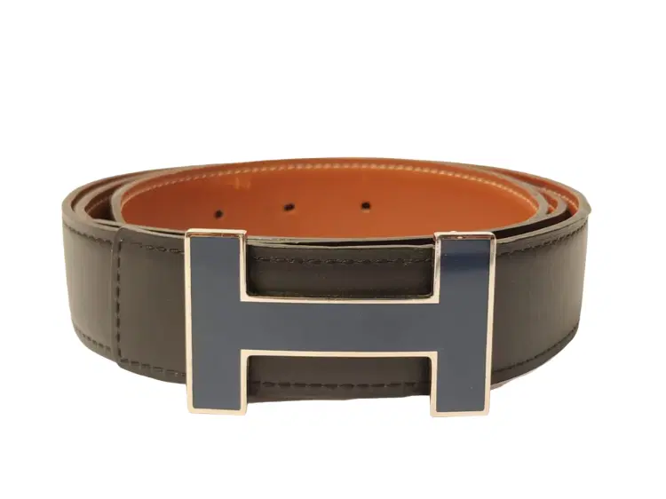 Hermes Box Togo Quizz Blue H Buckle Leather Belt-Hover-Image