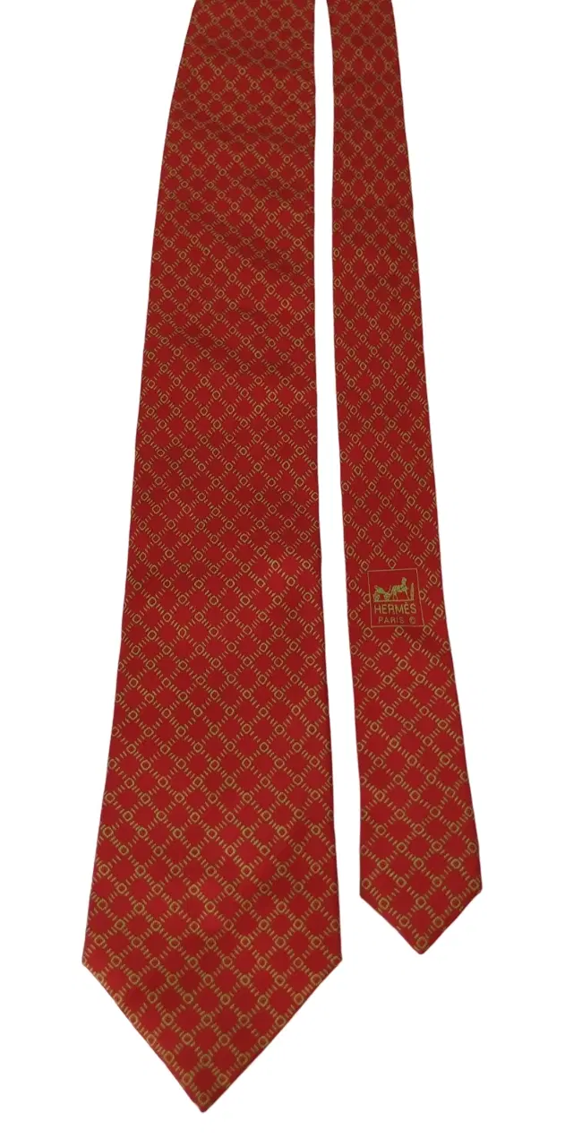 Hermes 5015 Red Silk Tie-Hover-Image