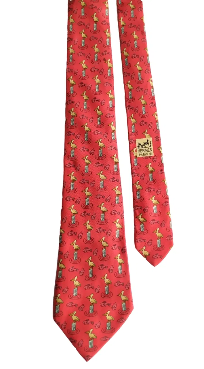 Hermes 7533 Red Silk Tie-Hover-Image