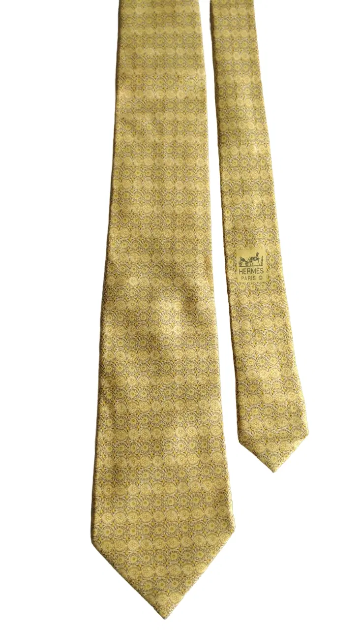 Hermes 7700 Yellow Silk Tie-Hover-Image