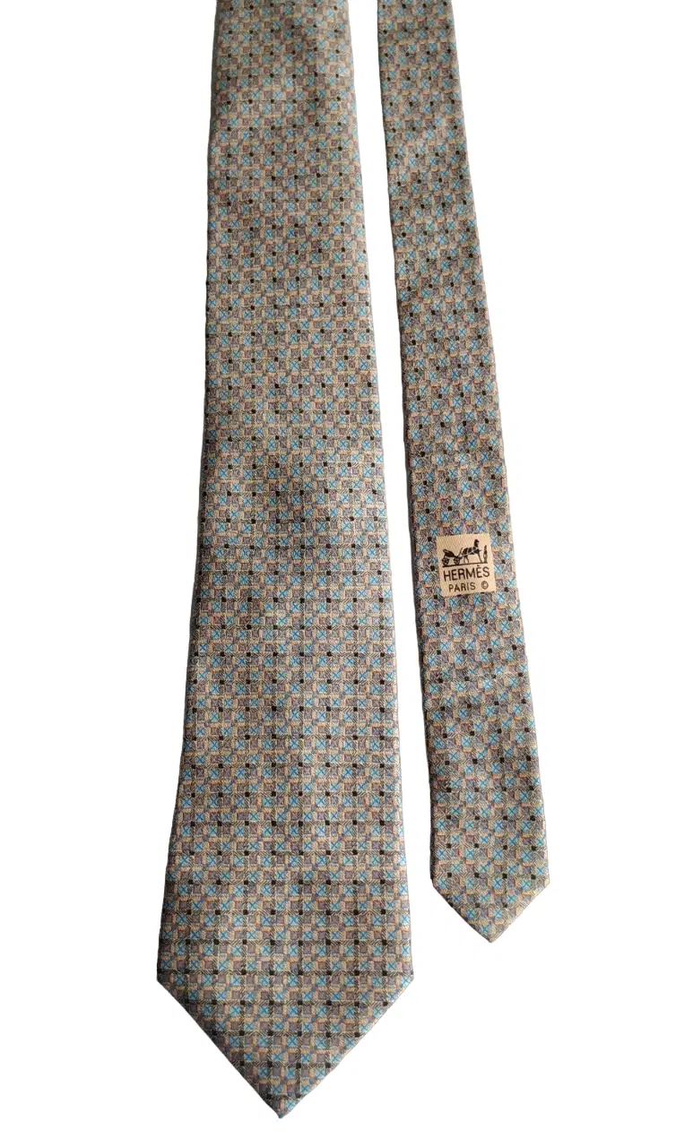 Hermes 7711 Blue Silk Tie