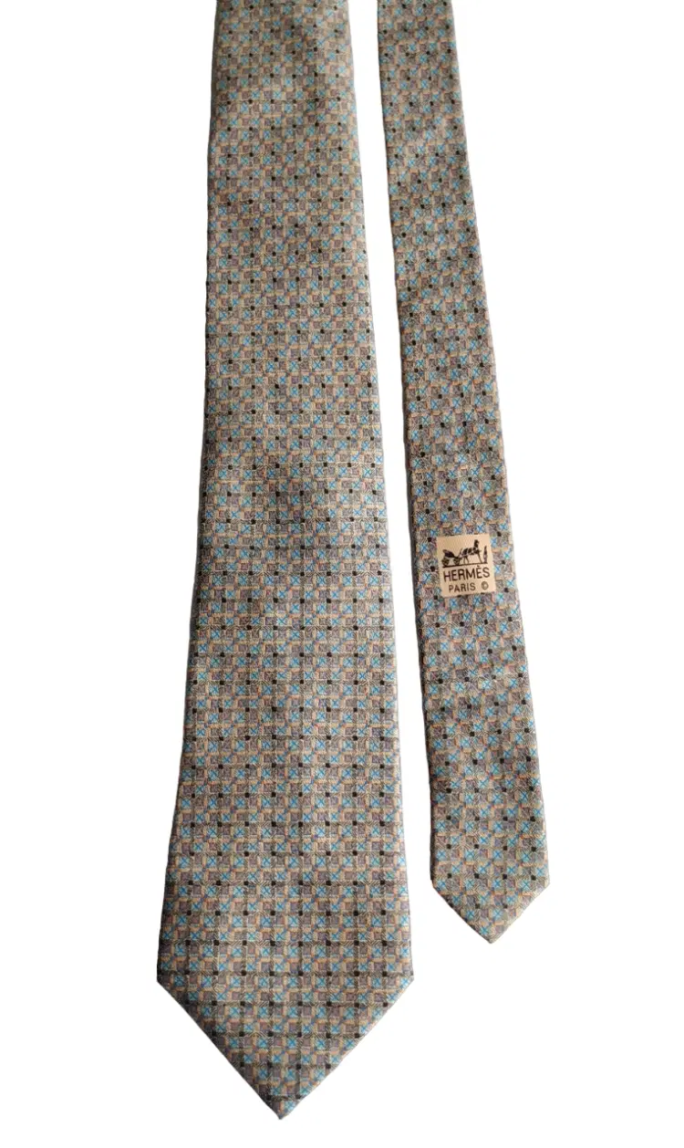 Hermes 7711 Blue Silk Tie-Hover-Image