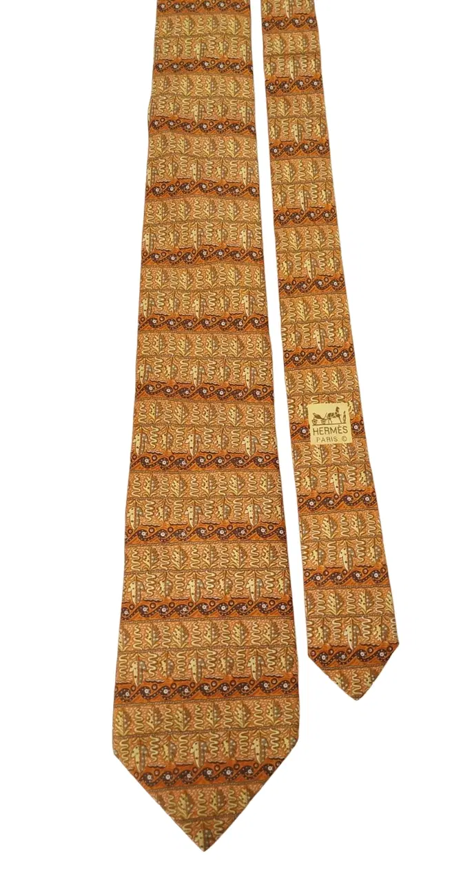 Hermes 7718 Yellow Silk Tie