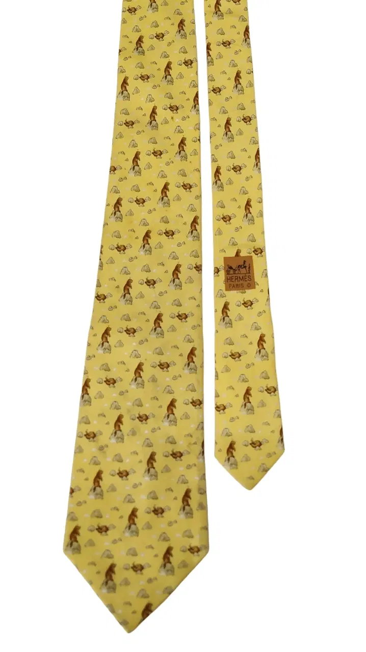 Hermes 7763 Yellow Silk Tie