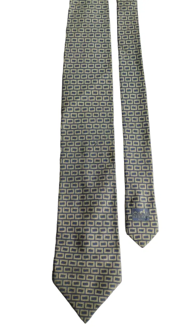 Hermes Blue Silk Tie-Hover-Image