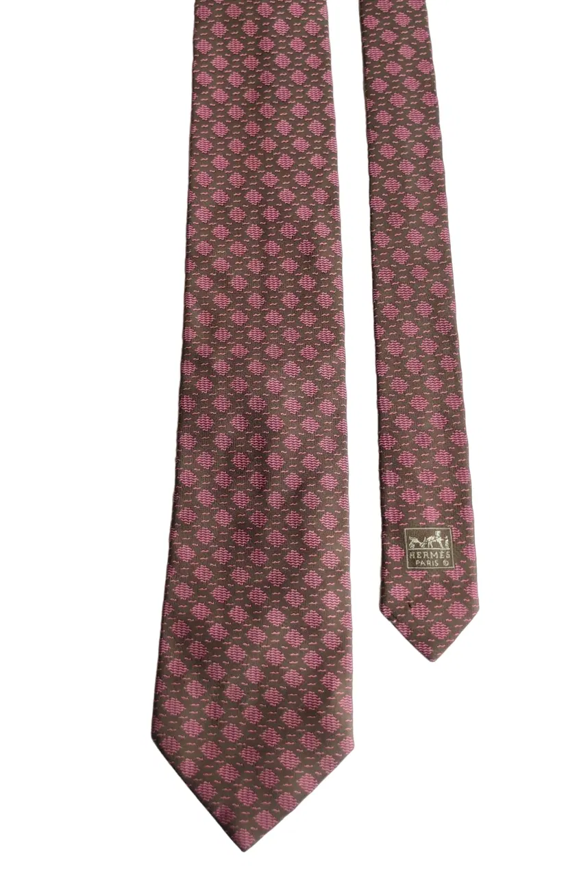 Hermes Pink Silk Tie