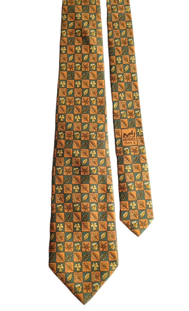 Hermes Yellow Silk Tie