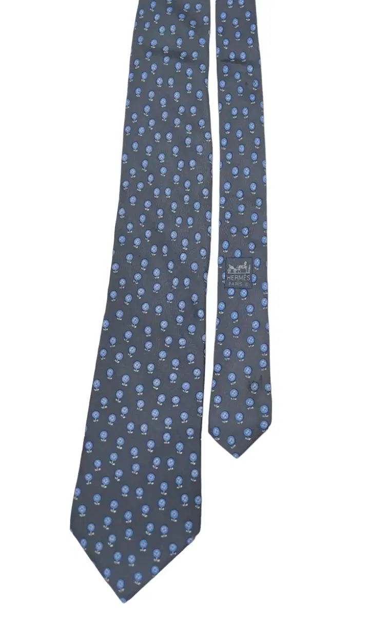 Hermes Blue & Sky Blue Silk Tie-Hover-Image