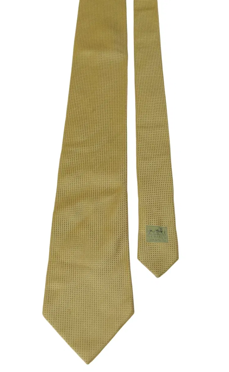 Hermes Yellow Silk Tie-Hover-Image