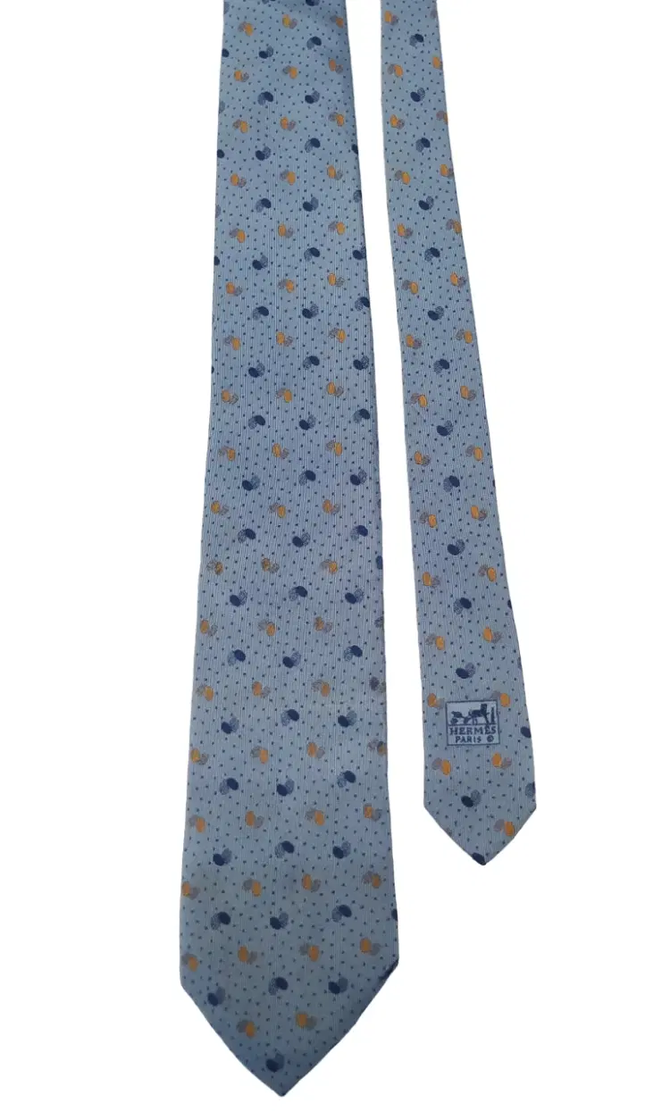 Hermes Blue Silk Tie-Hover-Image