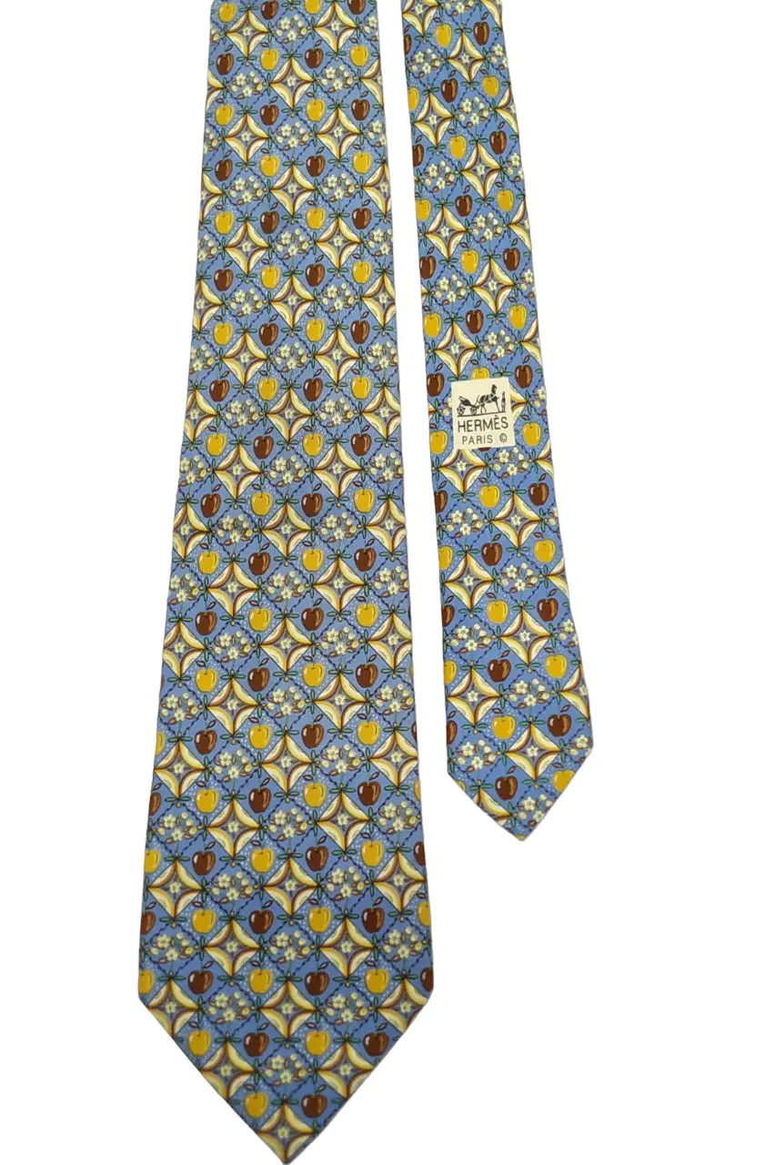 Hermes 7691 Blue Silk Tie