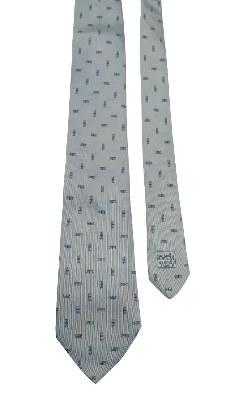 Hermes Blue Silk Tie-Hover-Image