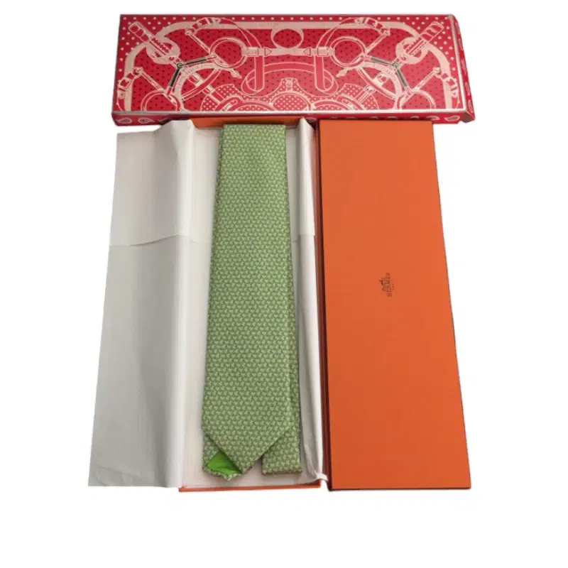 Hermes Dotted Print Light Green Tie