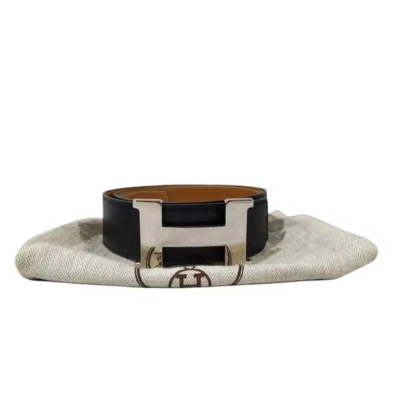 Hermes H Buckle Black and Tan Belt