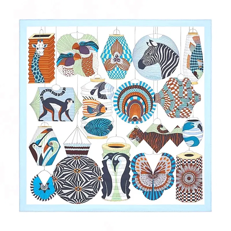 Hermes Lanternes Ballons et Cocardes Silk scarf 90