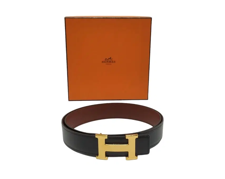 Hermes Swift Togo H Belt Black Vert Cypress