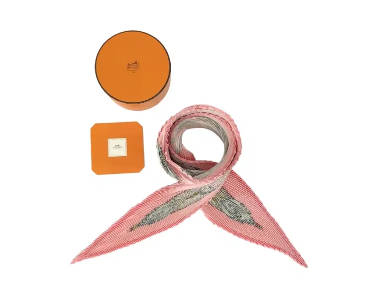 Hermes Pink Plisse Scarf-Hover-Image