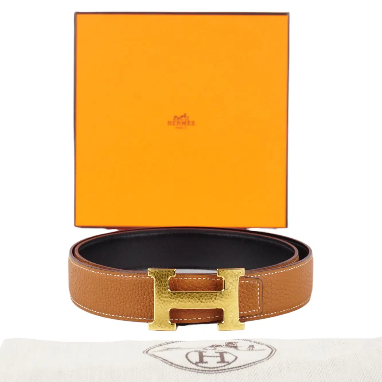 Luxepolis.com India | Hermes Brushed Yellow Gold Plated Men's Belt