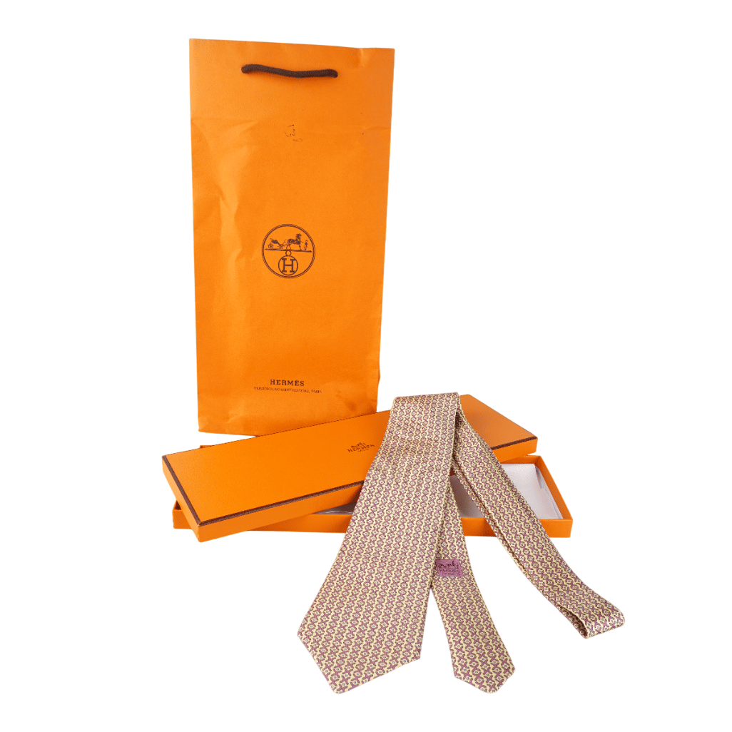 Hermes Yellow Print Tie