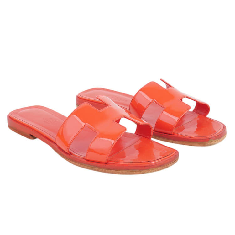 Size 39 - Hermes Oran Sandal Mule Patent Leather-Hover-Image