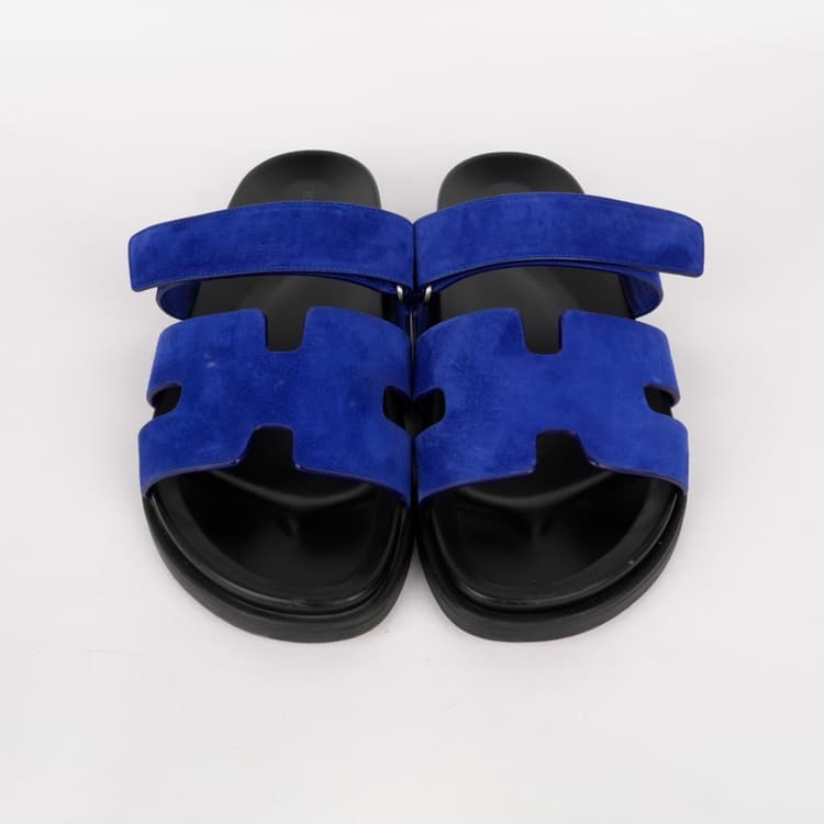 Hermes Chypre Blue suede Sandals-Hover-Image