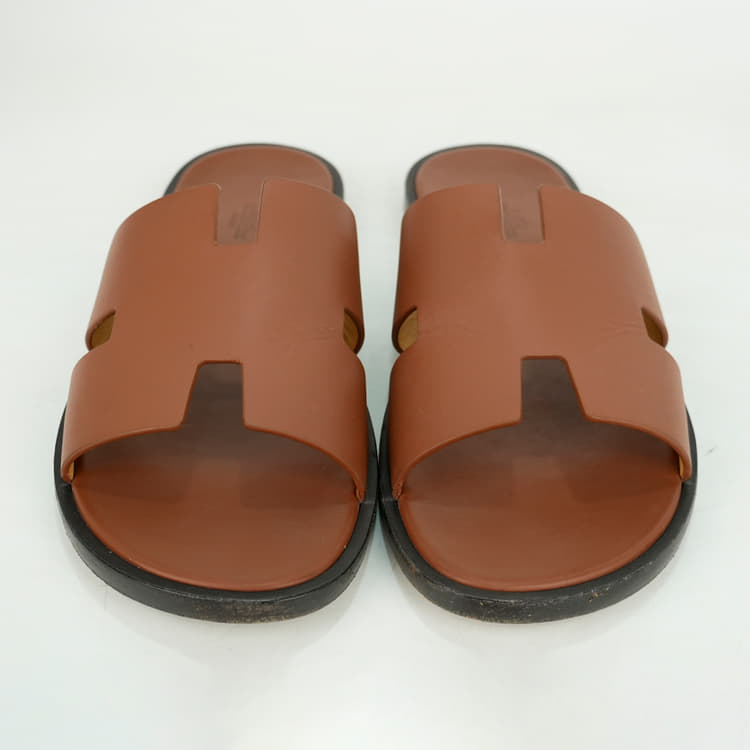 EU 43 - Hermes Izmir Men's Sandals in Brown Leather-Hover-Image