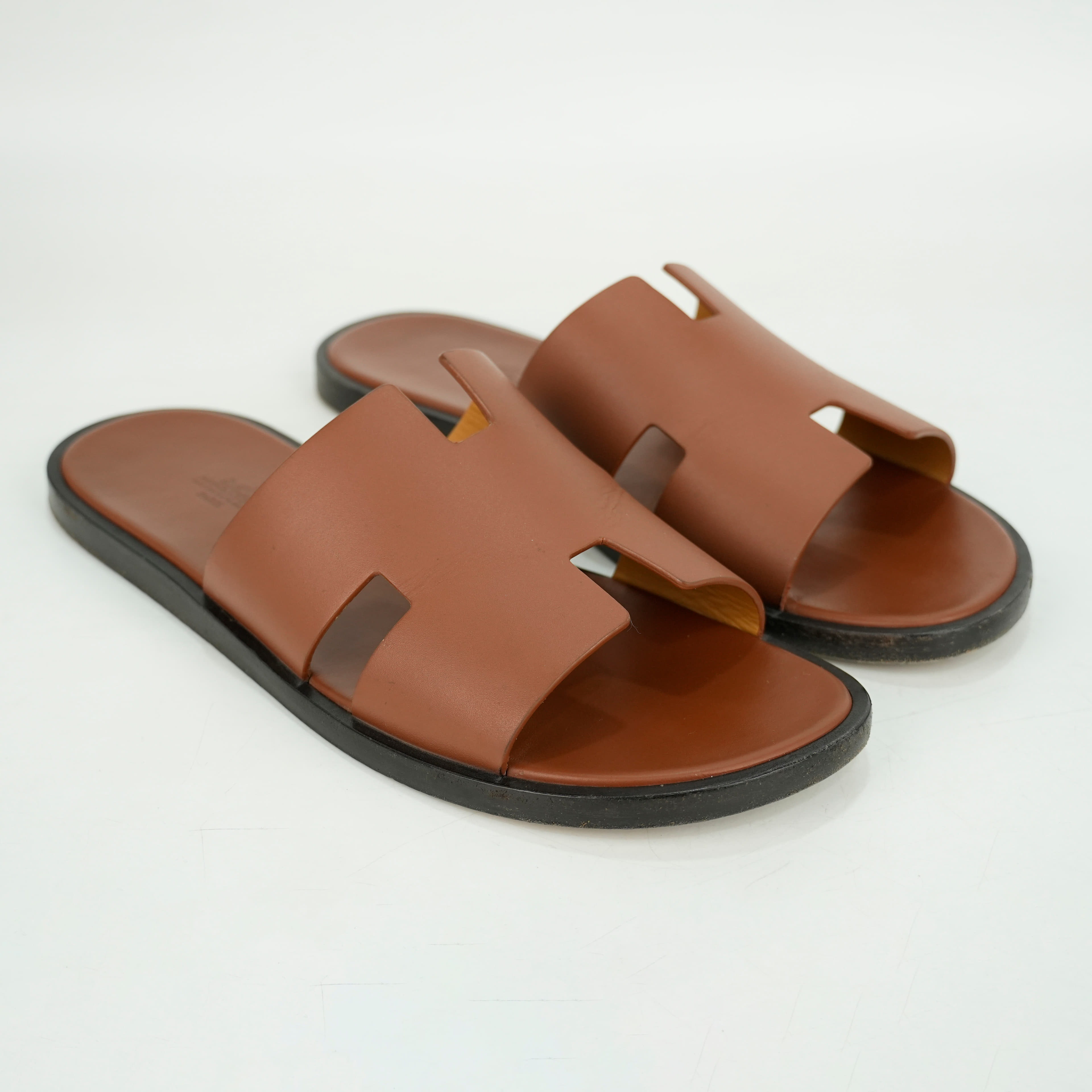 EU 43 - Hermes Izmir Men's Sandals in Brown Leather