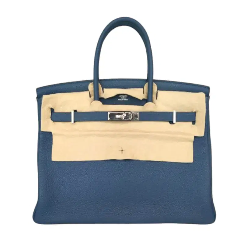 Hermes Birkin 35 Blue Thalassa Clemence Leather Bag
