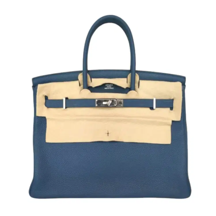 Hermes Birkin 35 Blue Thalassa Clemence Leather Bag-Hover-Image