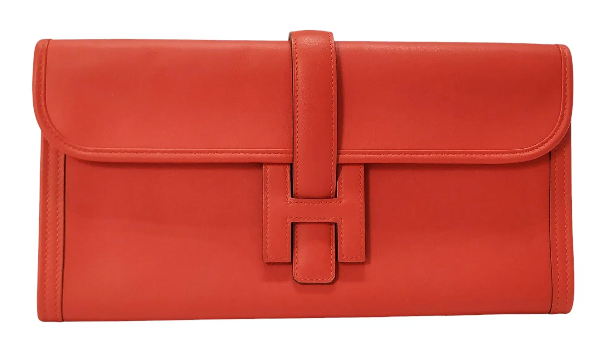 Hermes Vermillion Swift Leather Jige Elan 29 Clutch
