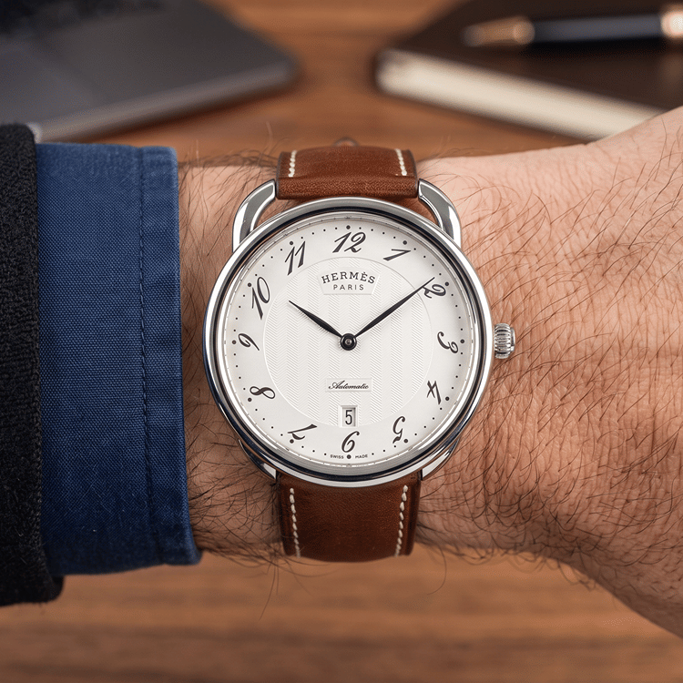 Hermes Arceau 41 MM White Dial Steel Automatic Watch Ref. No AR4.810-Hover-Image