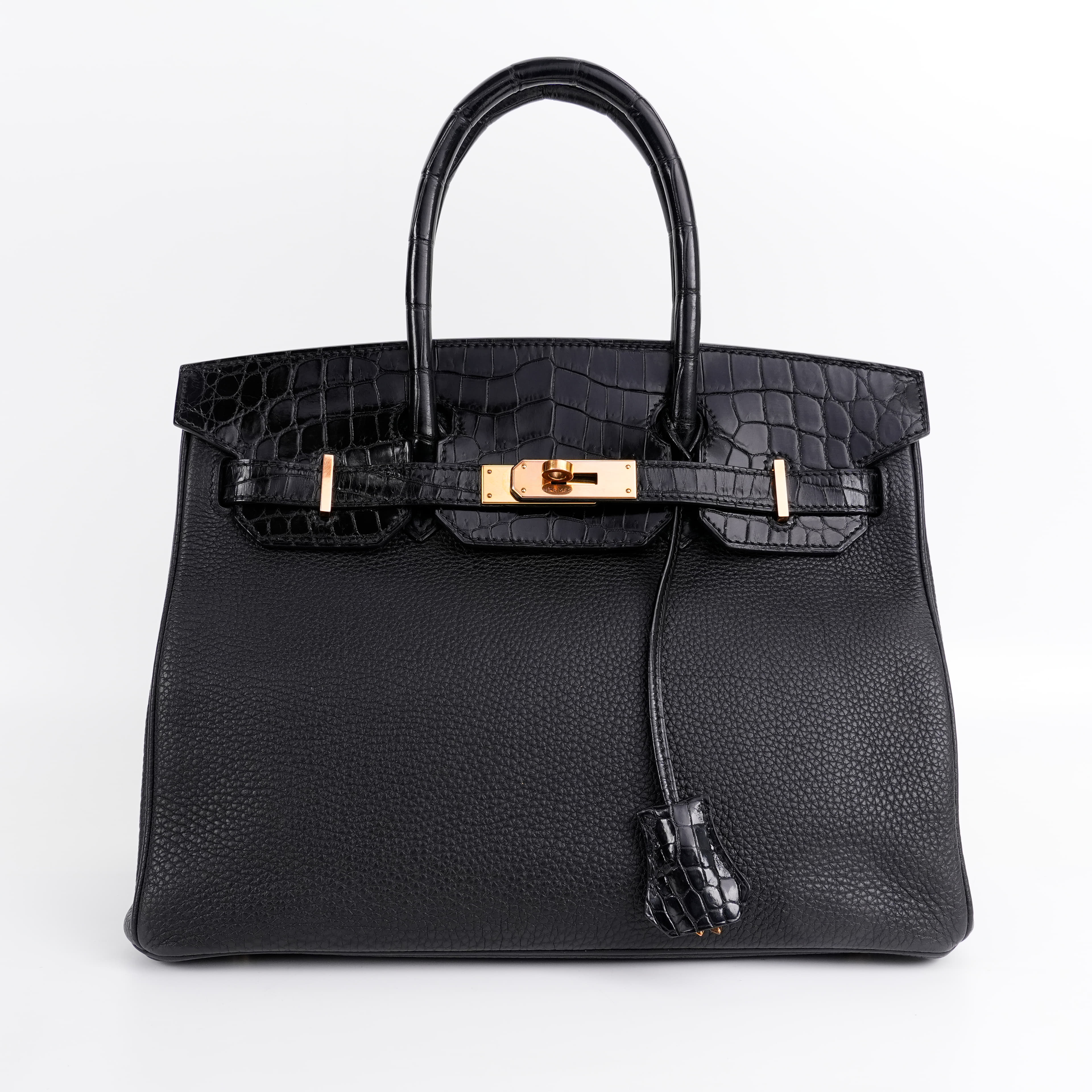 Hermes Birkin Touch 30 Black Crocodile / Togo Leather Bag -Full Set