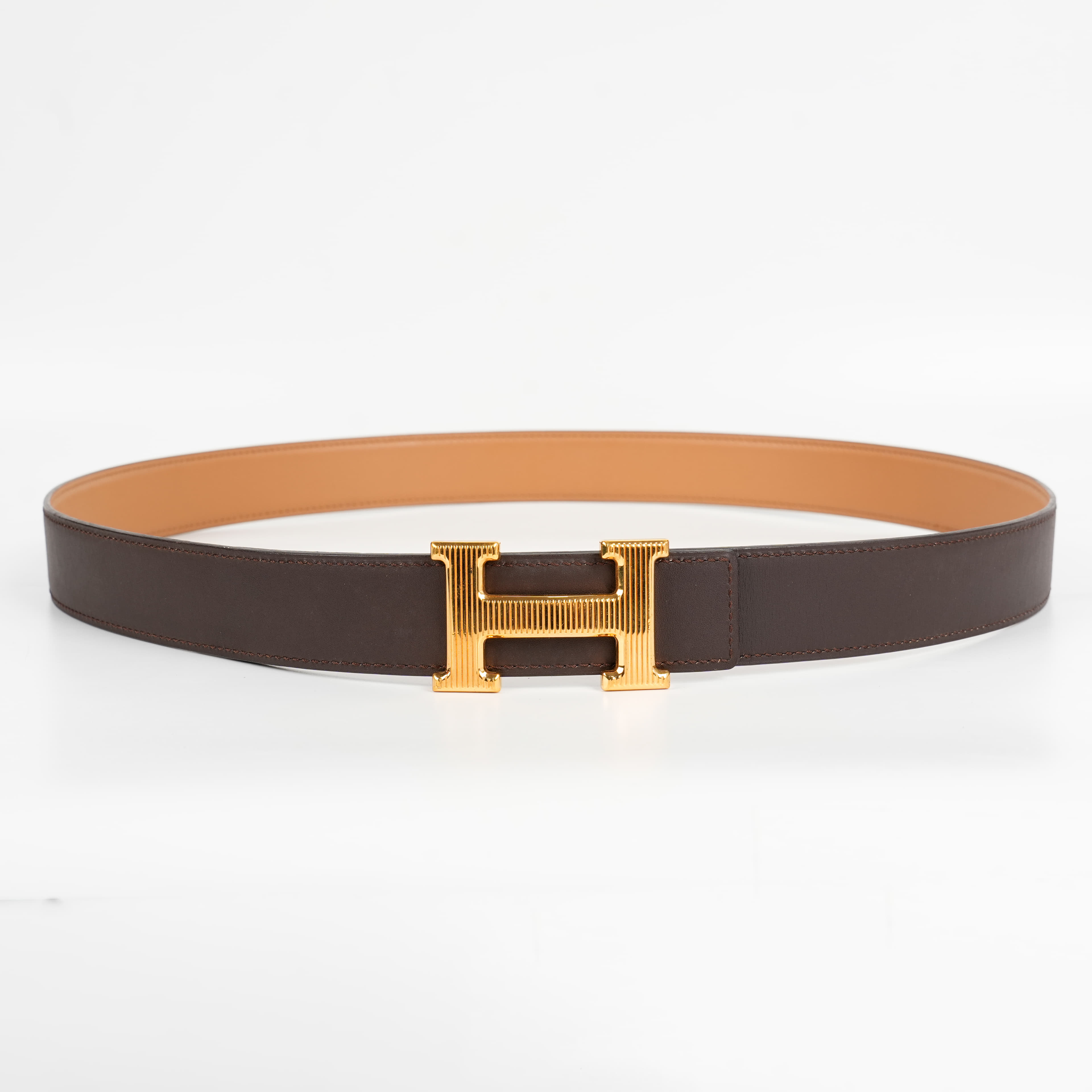 Hermes H Striee Belt Buckle & Reversible Leather Strap, Size 105