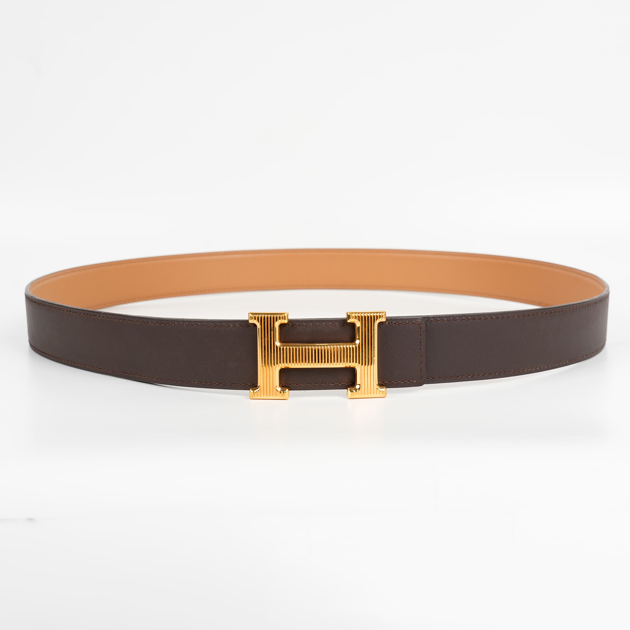 Hermes H Striee Belt Buckle & Reversible Leather Strap, Size 105