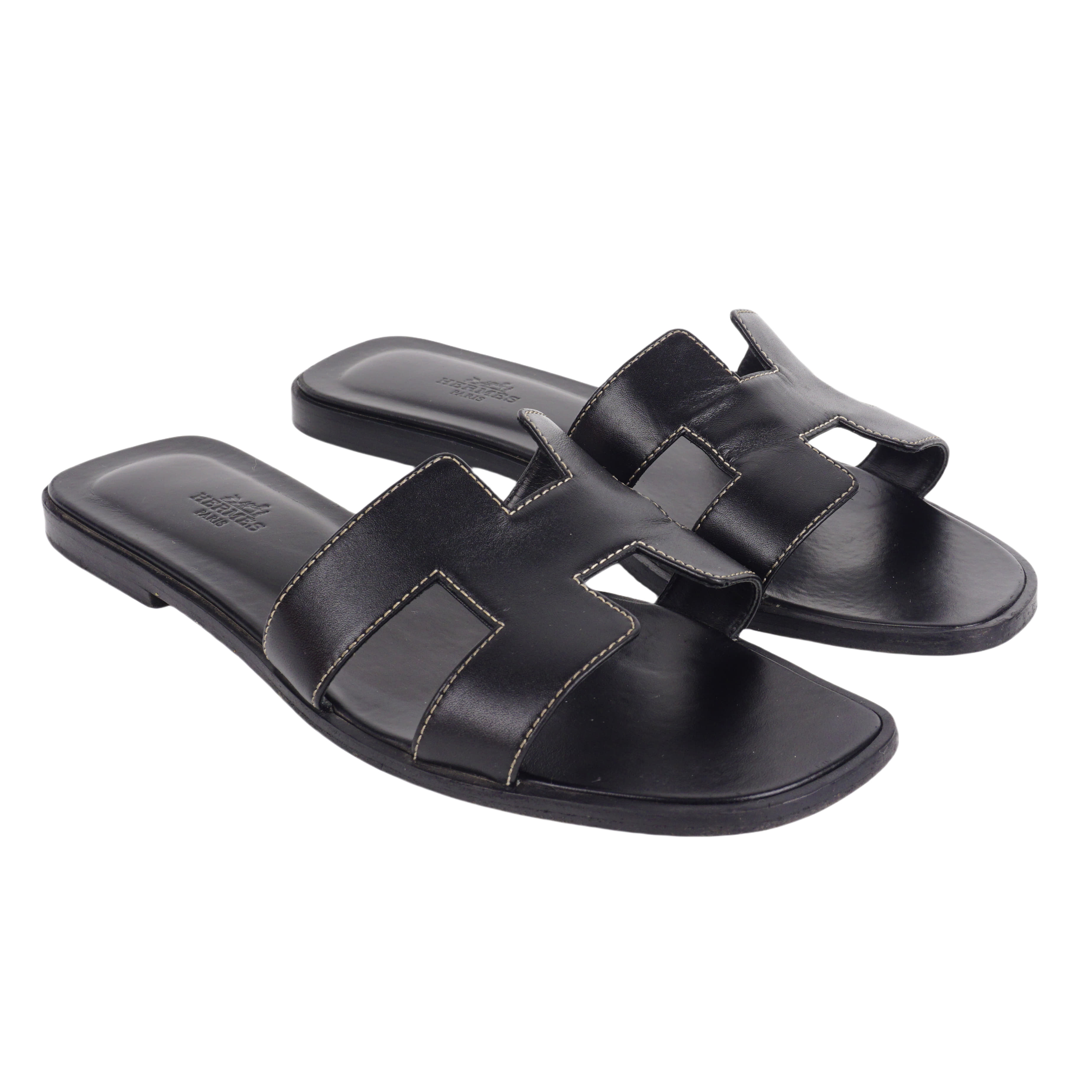Size 39 - HermÃ¨s Oran Sandals Noir