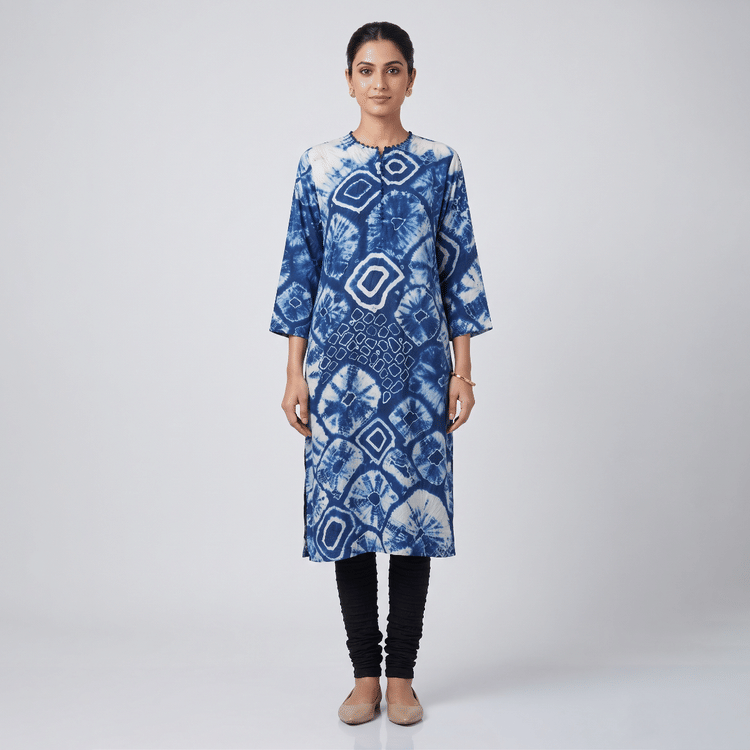 Anamika Khanna Blue Printed Kurta-Hover-Image