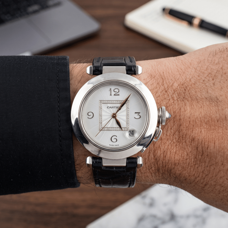 Cartier Pasha 35 MM White Gold Diamond Dial Automatic Watch 2308-Hover-Image