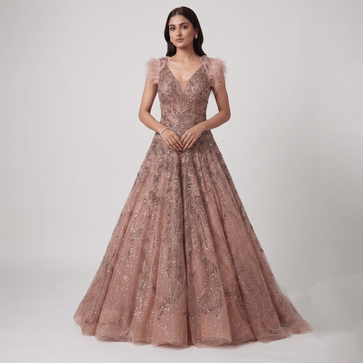 Dolly J Pink Embellished Gown-Hover-Image