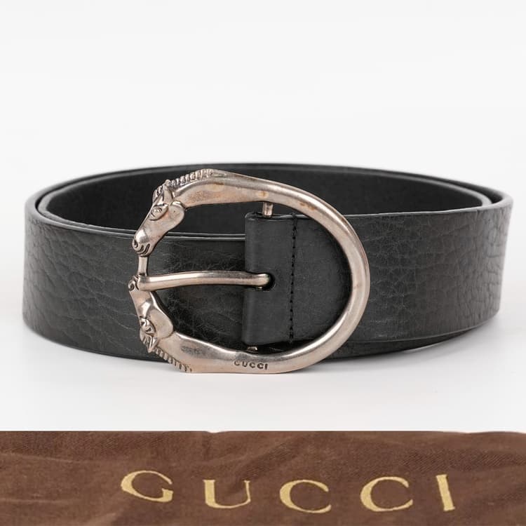 Gucci Horse Head Buckle Leather Belt-Hover-Image