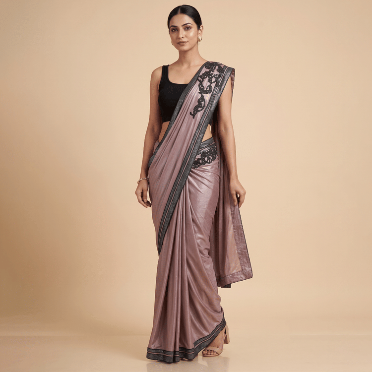 Shantanu And Nikhil Pre -Draped Sari ( Without Blouse )-Hover-Image